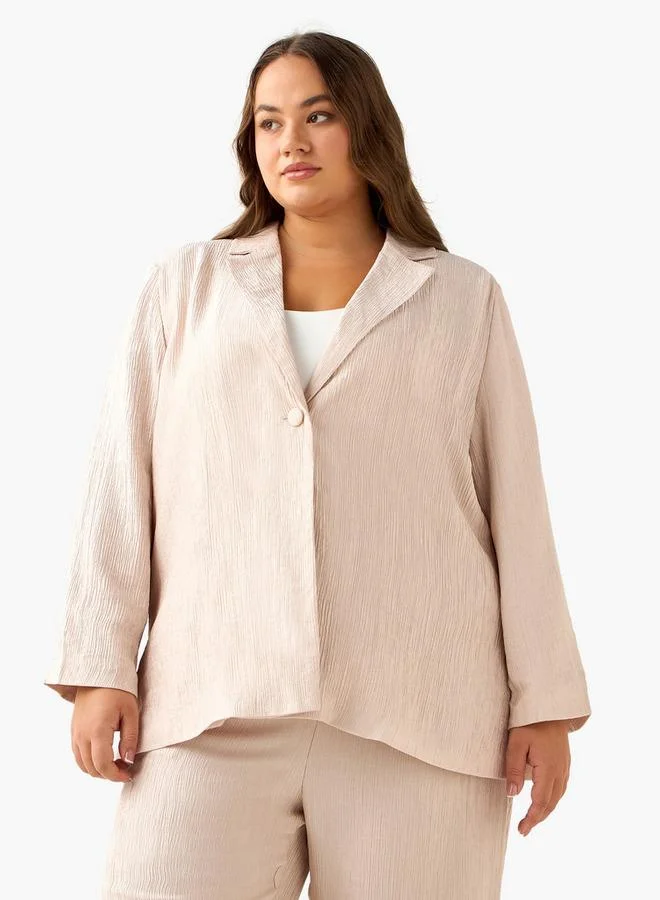  أولا بوبكن Ulla Popken Relaxed Fit Blazer with Textured Design
